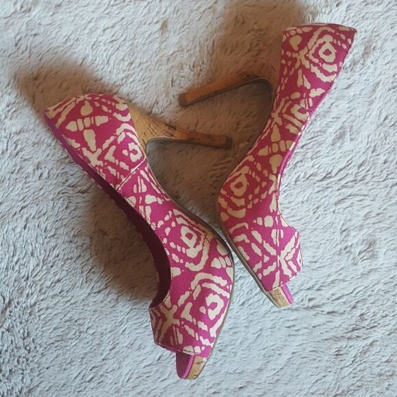 CHRISTIAN SIRIANO for payless Heels Peep Toe Pink Womens Size 6.5 - Picture 3 of 7